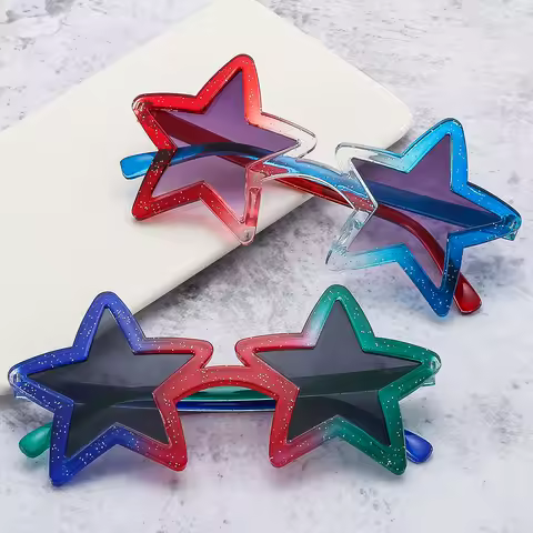 Pentagram Glasses Star Shape Sunglasses Funny Unique Summer Beach Party Sunglasses Fashion Gradient Color Women Sun Glasses