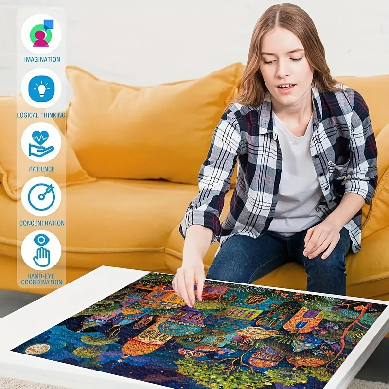 Jigsaw Puzzles 300/500/1000pcs Medieval Village Painting Decompression Toy for Adults Family Game Home Bedroom Living Room Decor