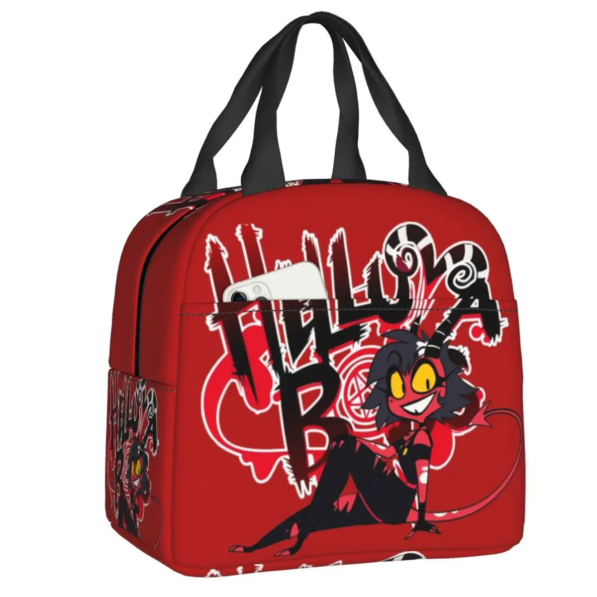 Custom Anime Animated Movies Helluva Boss Millie Thermal Insulated Lunch Bag Women Portable Lunch Container Storage Food Box