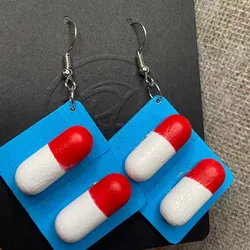Novelty Wooden Pill Earrings Cute Rx Themed Halloween Eardrop Funny Doctor Nurses Jewelry for Women Pill Shaped