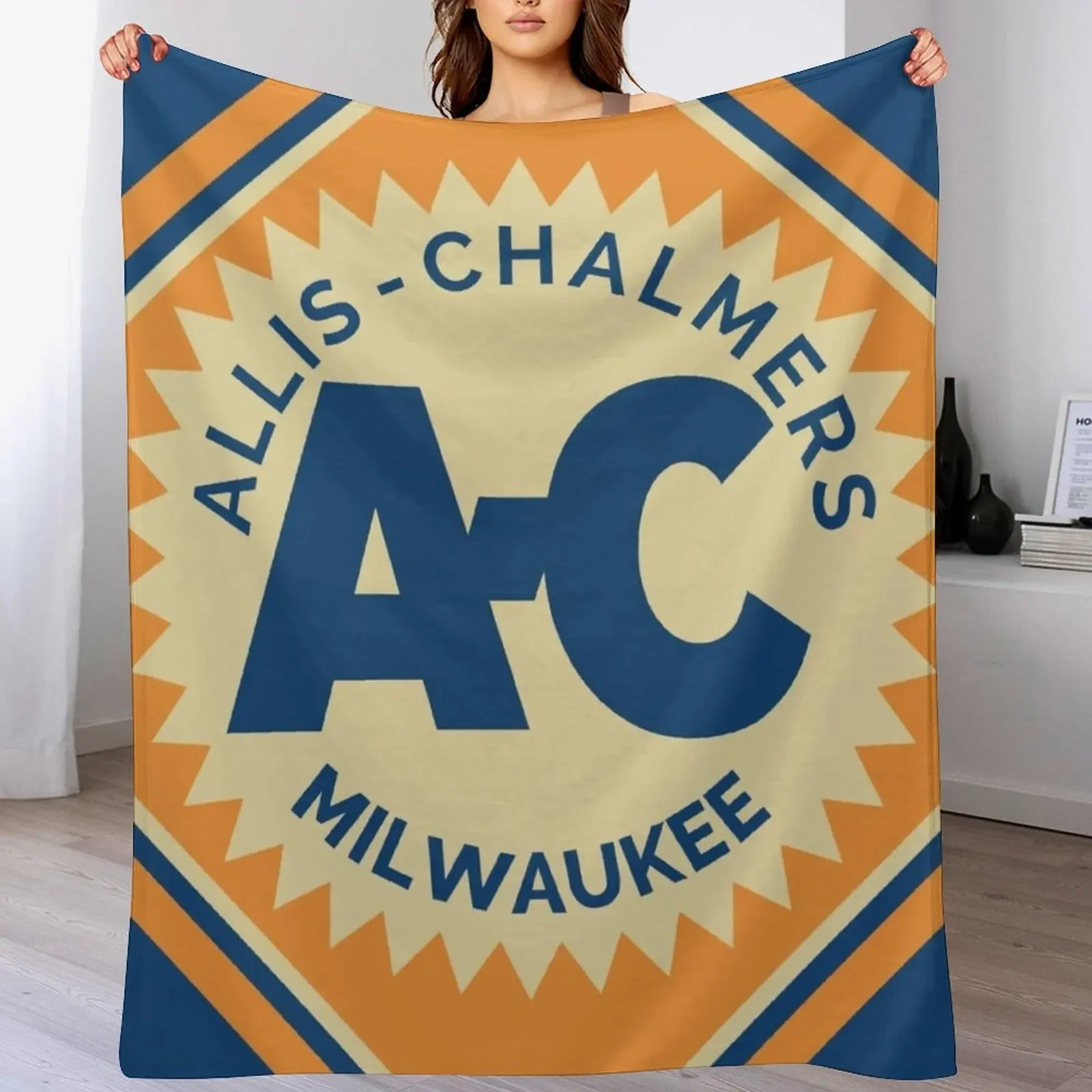 Allis Chalmers retro logo Throw Blanket Vintage blankets and throws Plaid on the sofa Weighted Blankets