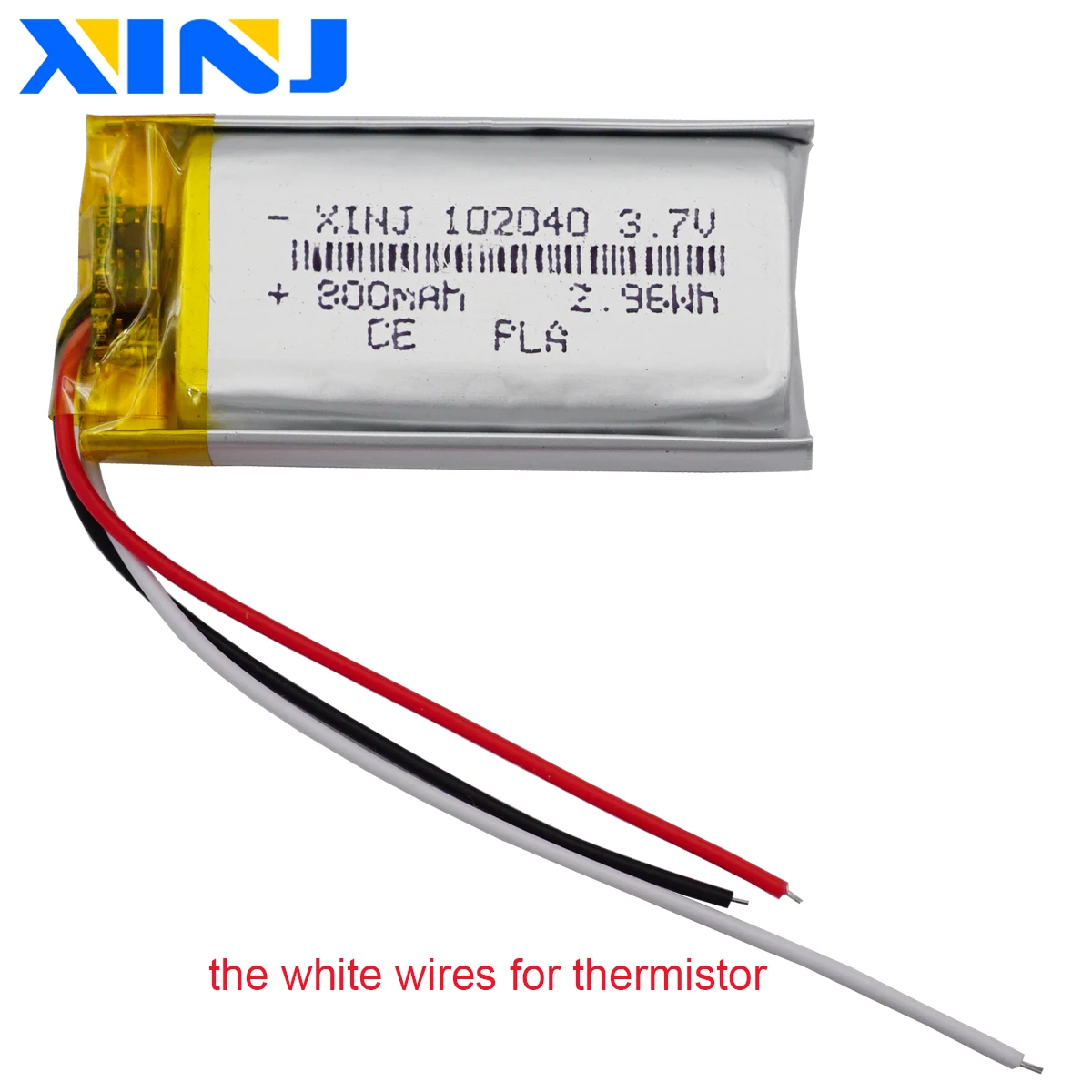 3.7V 800mAh 2.96Wh Li-Polymer Rechargeable Li Lipo Battery 102040 Thermistor 3 Wires For Car Camera DashCam GPS Driving Recorder