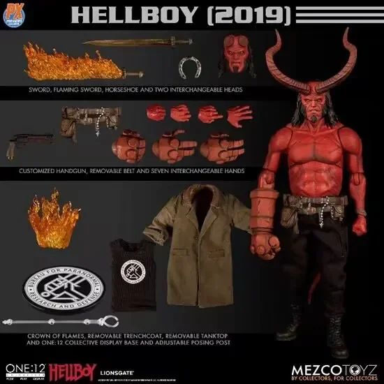 

16cm Original Mezco Toyz 77540 1:12 Hellboy 2019 Male Soldier Full Set Action Figure Collection Pvc Model Ornament Toys Gift