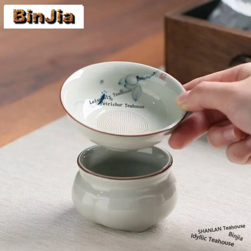 

Ситечко для чая ручной работы с растительным ясенем, домашнее ситечко для чая с ручной росписью в виде рыбы, ситечко для чая в винтажном стиле, для чайной церемонии