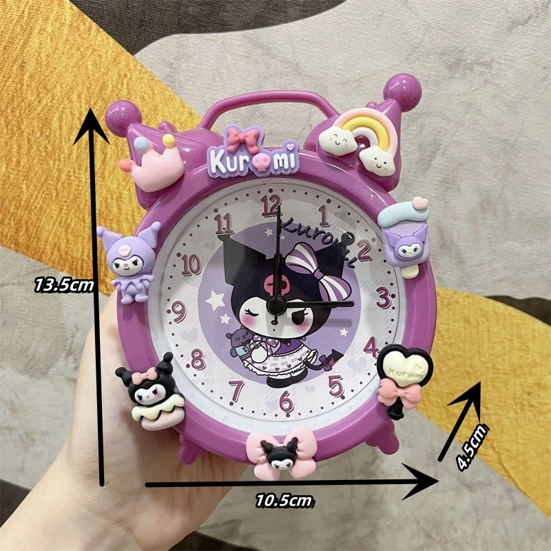 Nuevo reloj despertador para niños de dibujos animados de Kuromi Hellokitty, reloj de escritorio creativo y lindo, potente herramienta de despertador