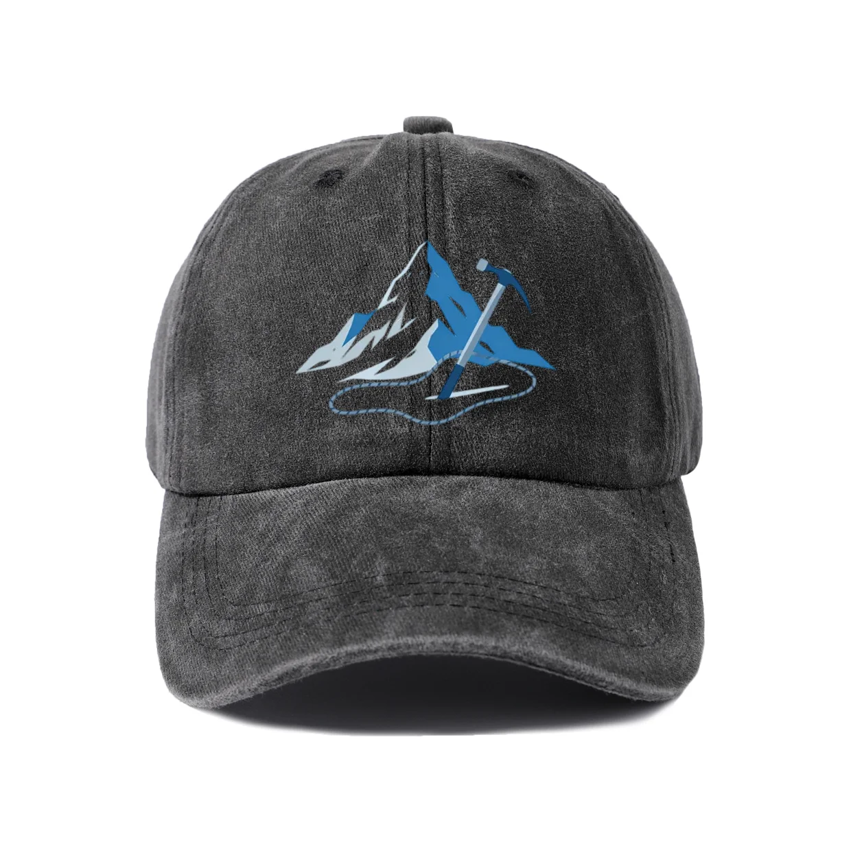 Abstract Blue Shark Graphic Baseball Cap, Vintage Washed Adjustable Unisex Dad Hat, Casual Gift