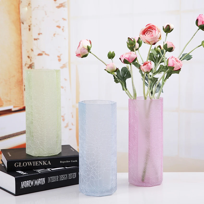 

European Style Colorful Glass Vases Modern Furnishing Flower Pot Creative Tabletop Crafts Home Office Living Room Ornaments