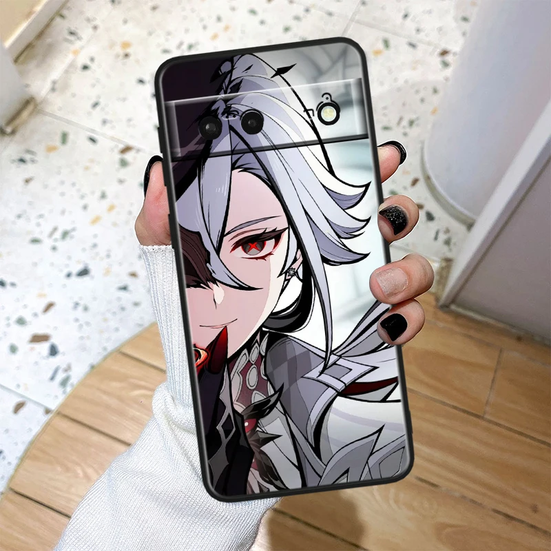 Genshin Impact Anime For Google Pixel 9 8A 8 7A 7 6A 6 5A 5XL 5 4A 4XL 4 Pro Black Soft Silicone Phone Case Cover