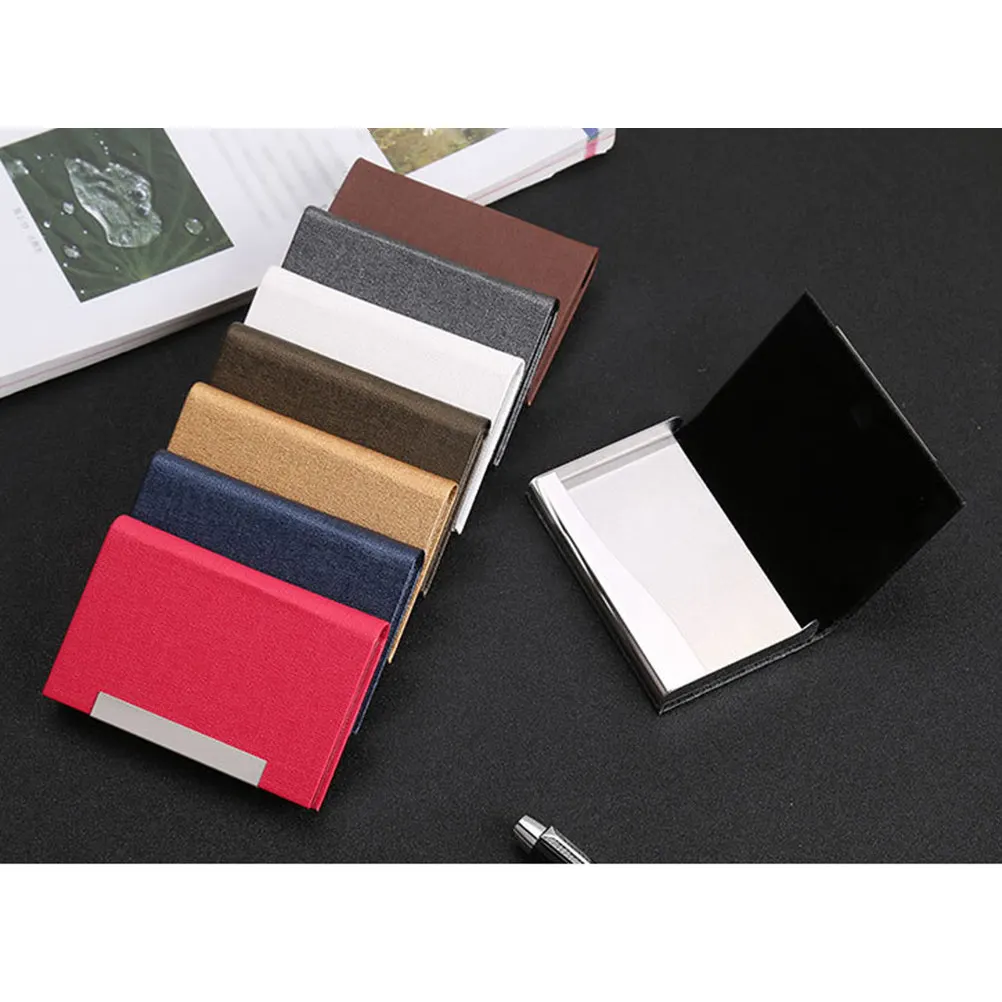 Stainless Steel PU Business Card Holder for Men Women – Slim Elegant Wallet with ID Credit Card Storage