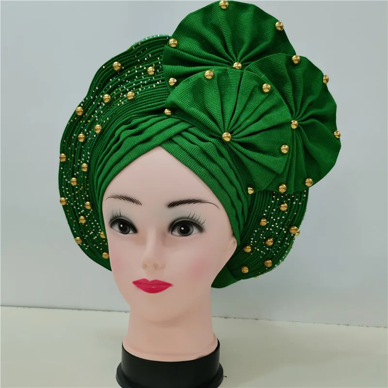 latest aso oke auto gele headtie Already Handmade African Cap Nigerian Wedding Gele Women Braid Turbans Ladies head Wraps 7L0981