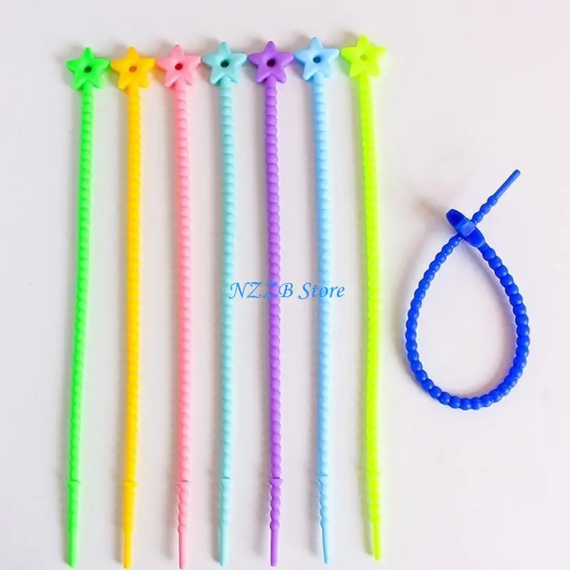 

T21F Colored Five-Pointed Star 22cm Silicone Rope DIY Jewelry Chain Accessories Dress Tags Rope Data Line Binding Tape