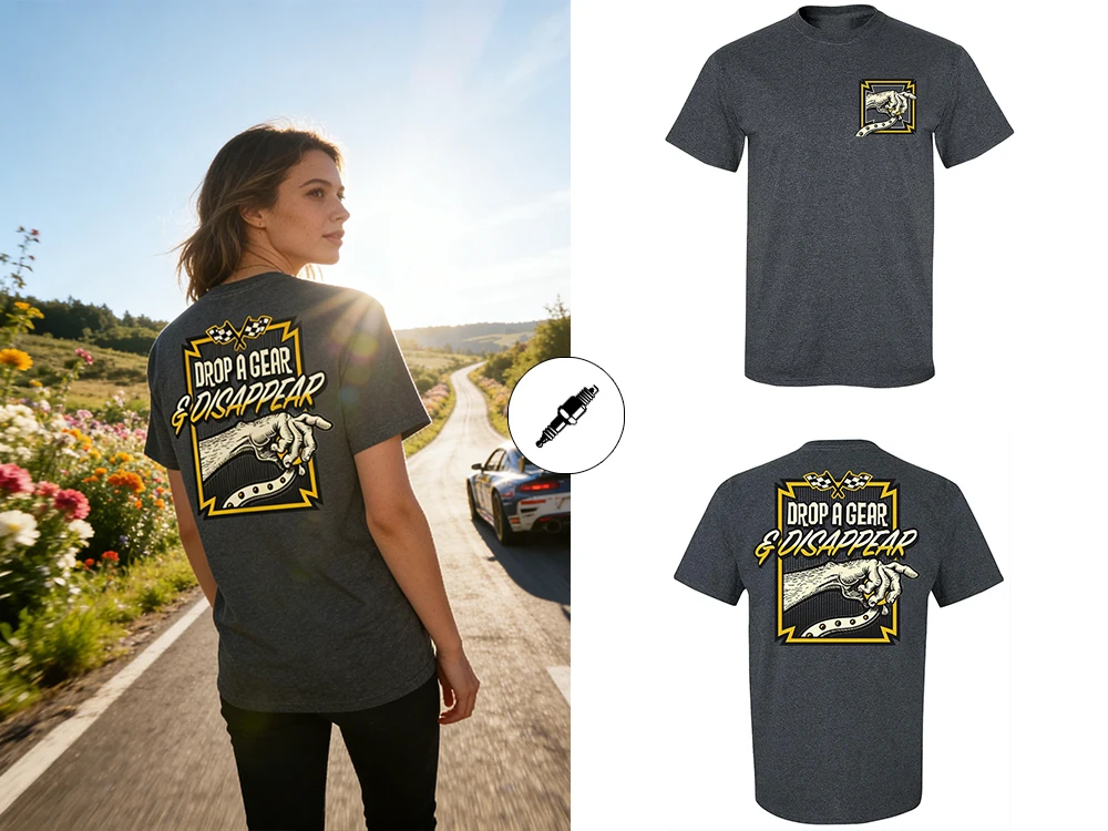 Summer Retro Pure Cotton T-Shirt Men's Personalized Motorcycle Element Graphic Print Women's Street Fashion Short-Sleeve Top