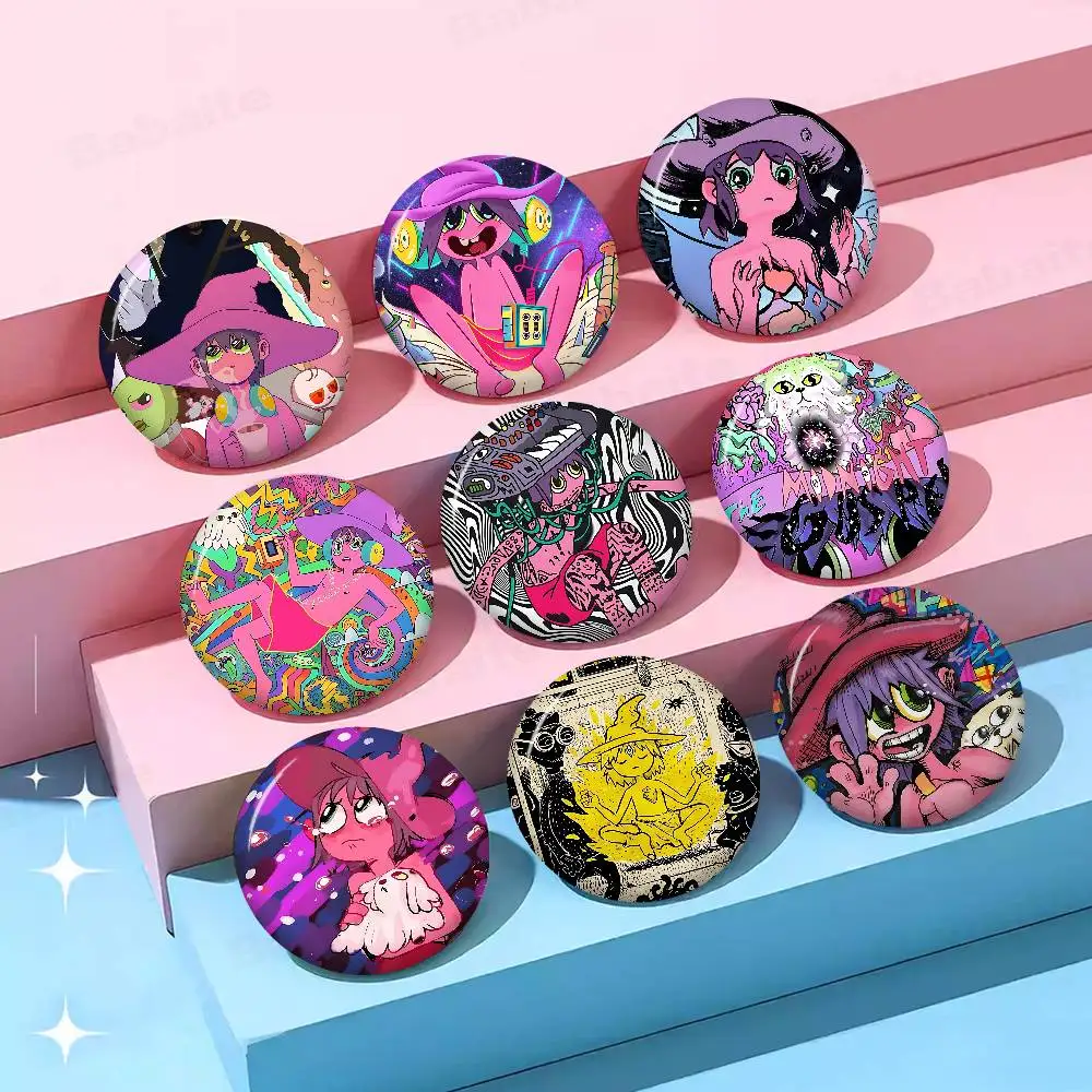 Anime T-The Midnight Gospel Creative Pins Funny Smiley Faces Round Snap-in Brooch Badge Backpack Hat Accessories Jewelry Gifts