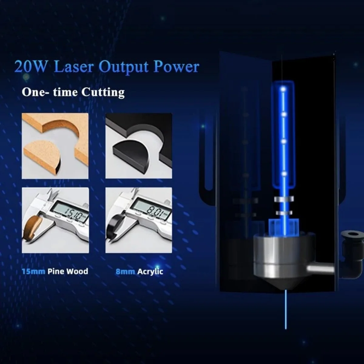 Más largo RAY5 20W máquina cortadora de grabado láser cabezal potente máquina cortadora de grabado CNC 10000 mm/min accesorio láser de diodo de enfoque
