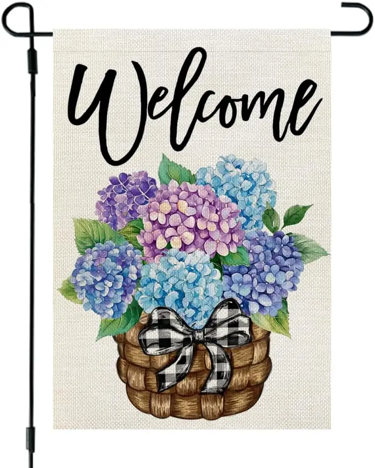 CROWNED BEAUTY Hydrangea Garden Flag Spring Summer Double Sided 12x18 Inches for Outside Small Burlap Floral Yard Decoration yyi