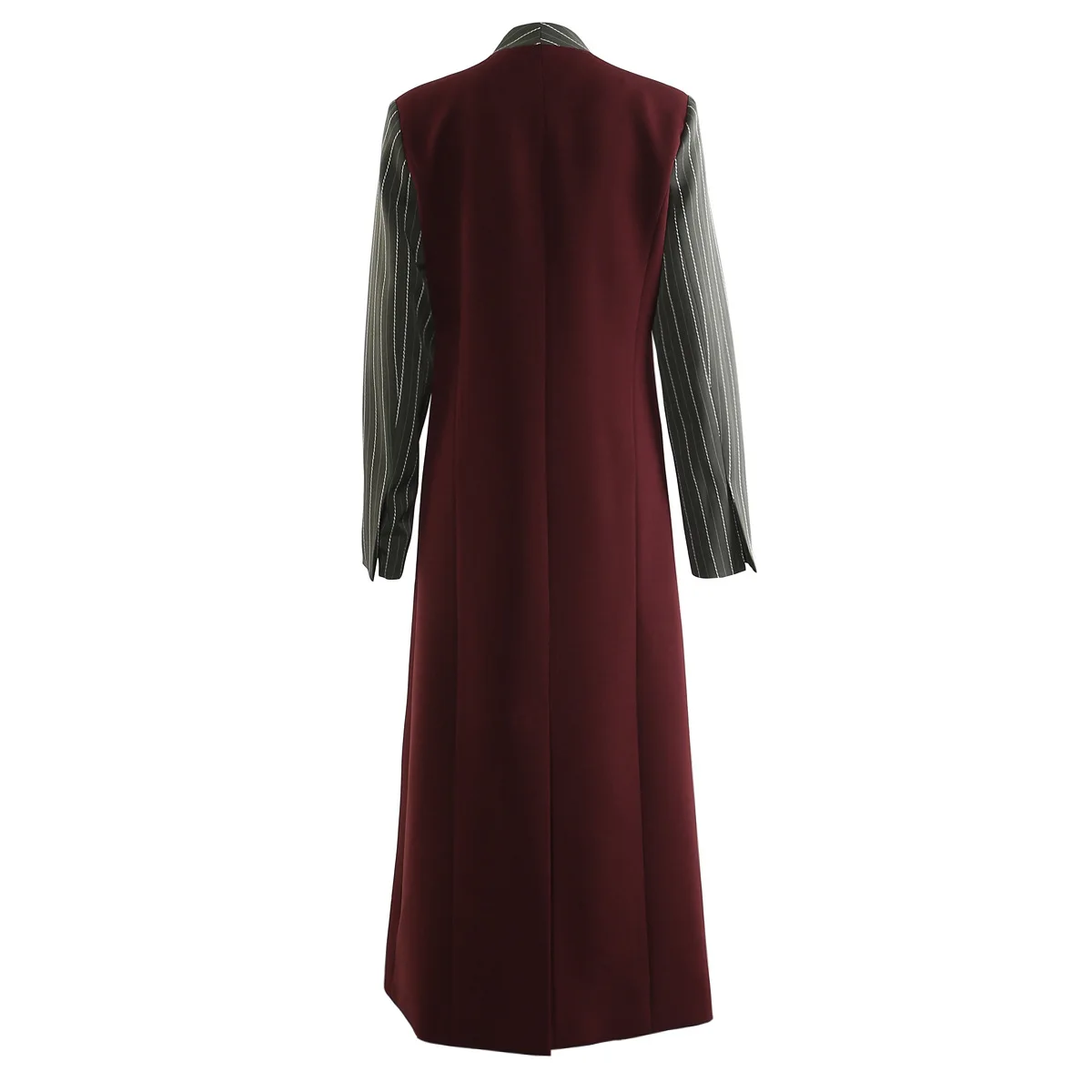 SuperAen 2025 Autumn Contrasting Color Splicing Red Stripe Long Trench Coat for Women