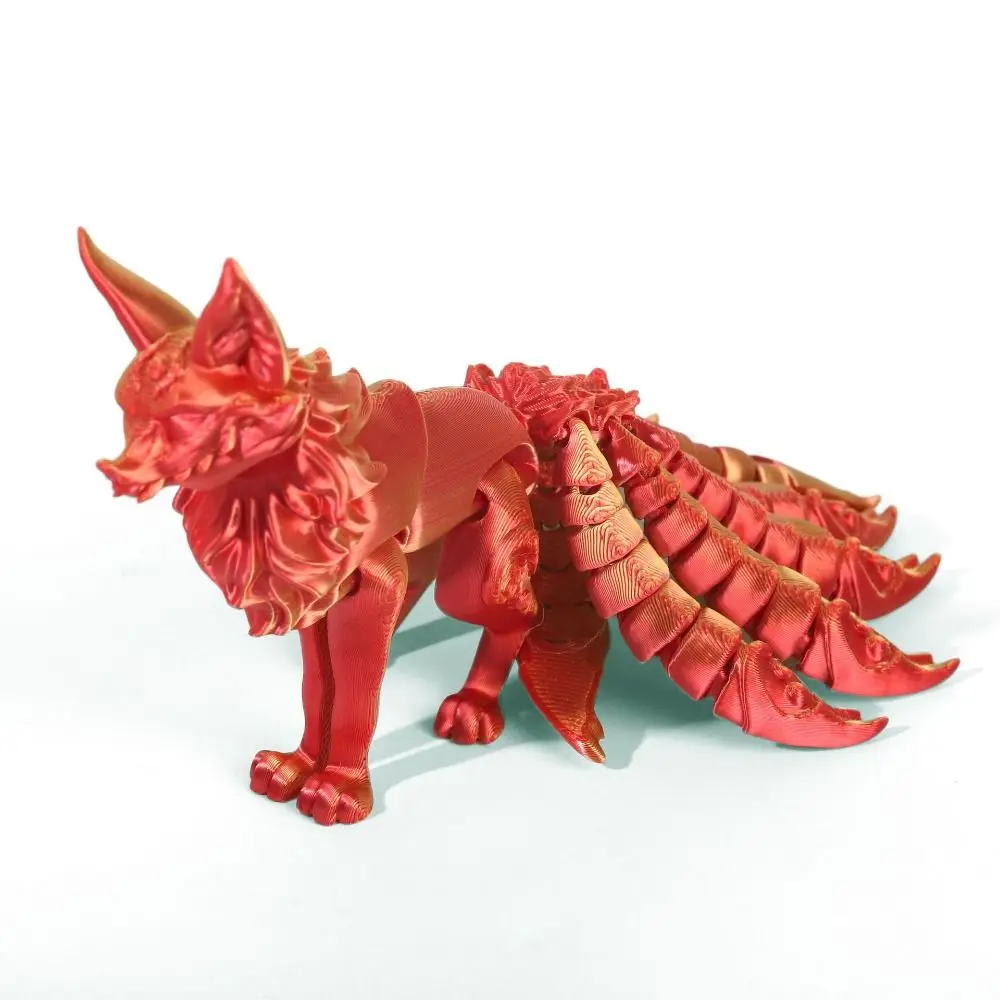 High Quality PLA 3D Printed Fox Model Multi-jointed Multicolor Fox Action Figure Movable Fine-tailed Fox Doll Desktop Decoration