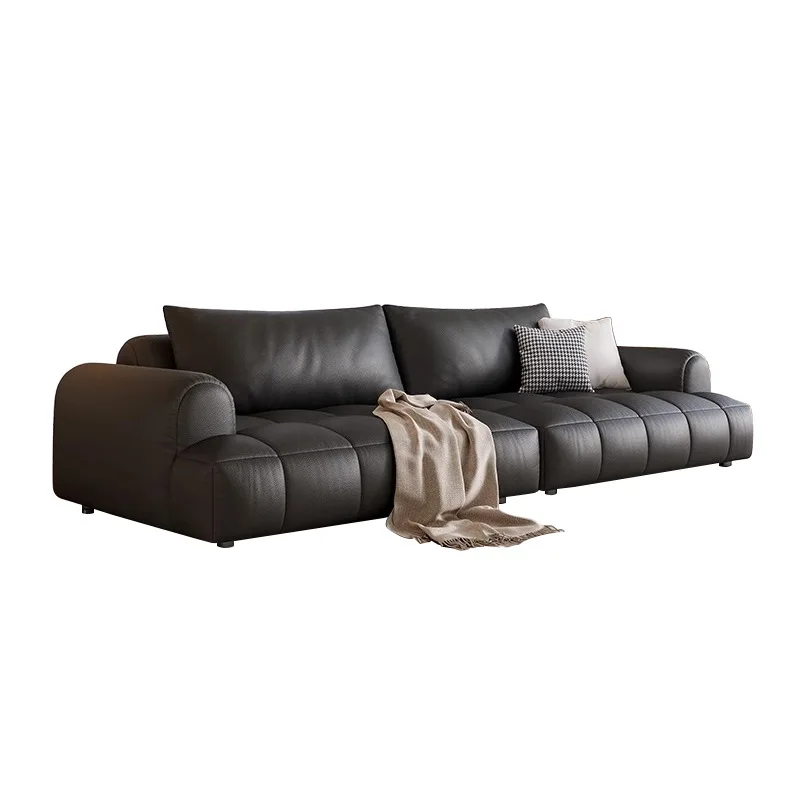 

Leather puff sofa first layer cowhide