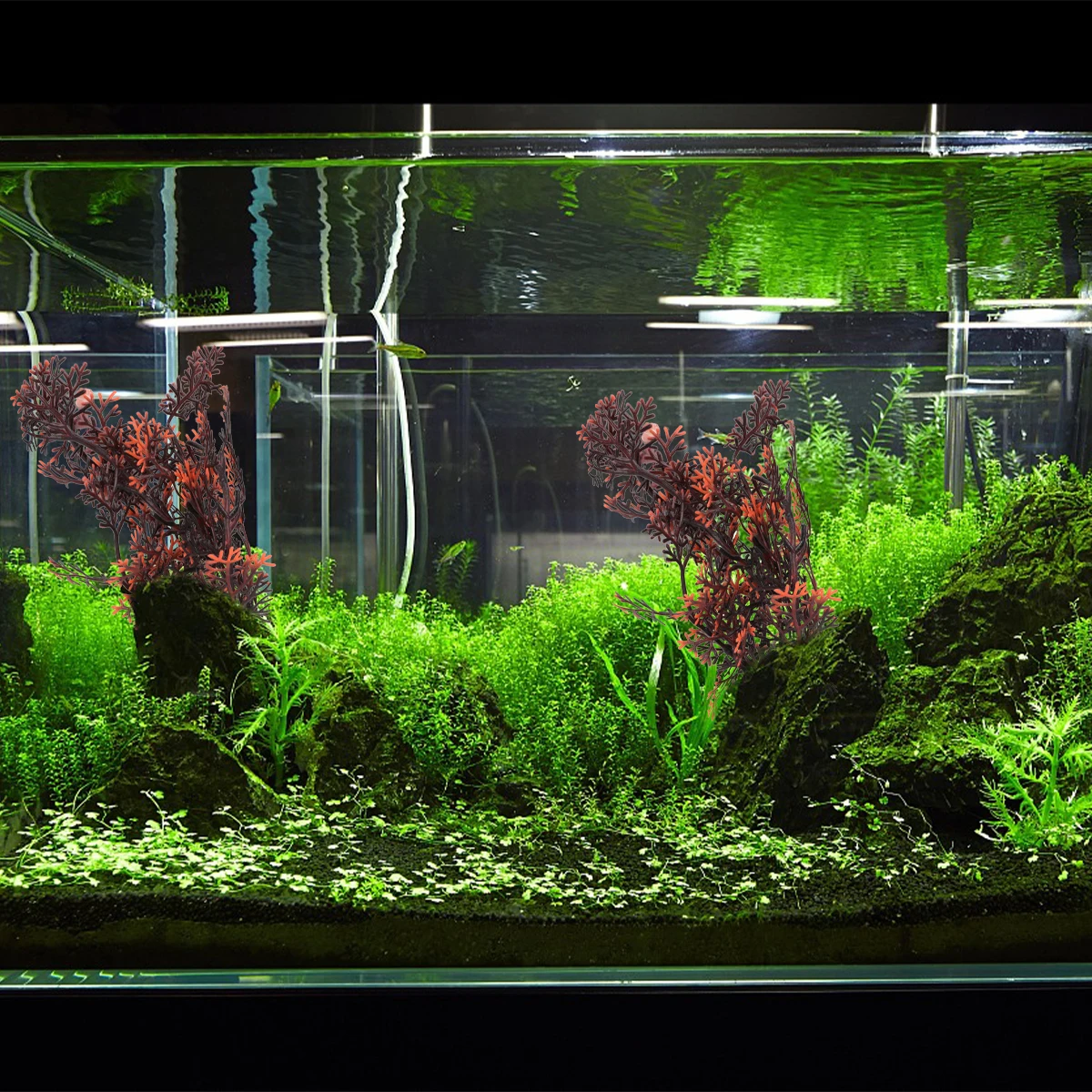 

2pcs Simulated Aquatic Environment-Friendly Plastic Dense Leaves Realistic Underwater Plants For Aquarium Decor Stable