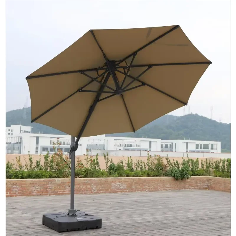 New Design High Quality Sun Water Poof Hanging Market Umbrella Garden Parasol Patio Umbrella and Lamp, Base