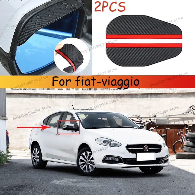 For fiat-viaggio 2pcs Carbon Fiber Sun Visor Shade Cover Car Rearview Mirror Rain Eyebrow Protector Clear Vision for Rain Car