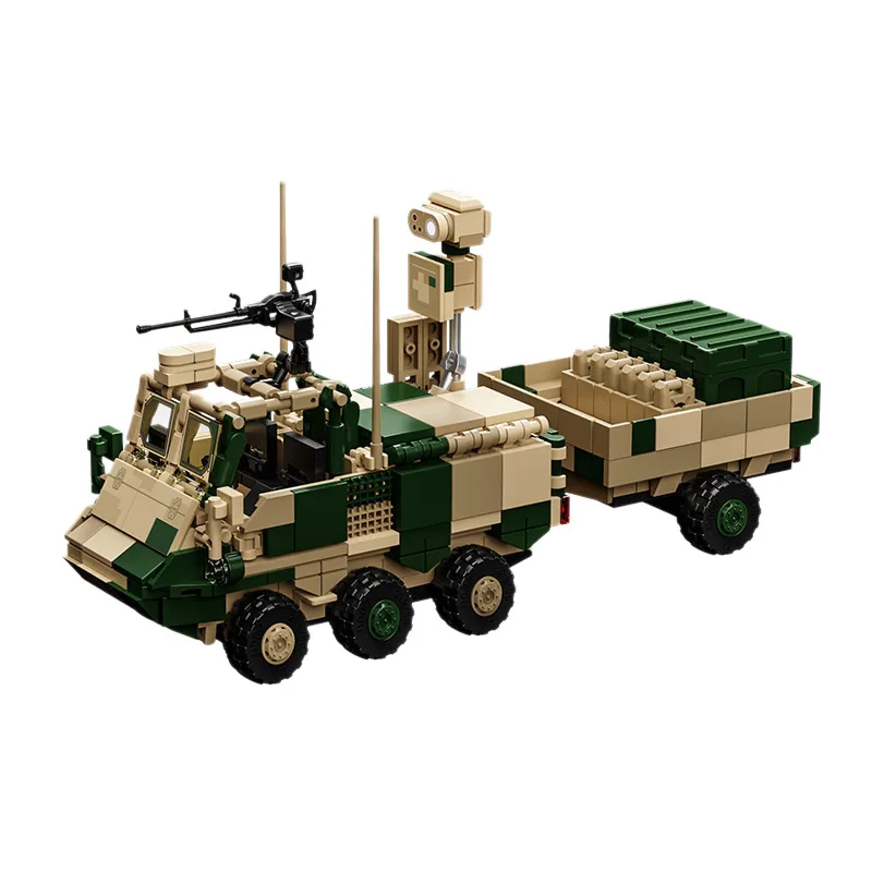 737pcs Modern Military Model Mountain Cat 6x6 All-Terrain Vehicle Transformable Educational Building Blocks Toy for Kids