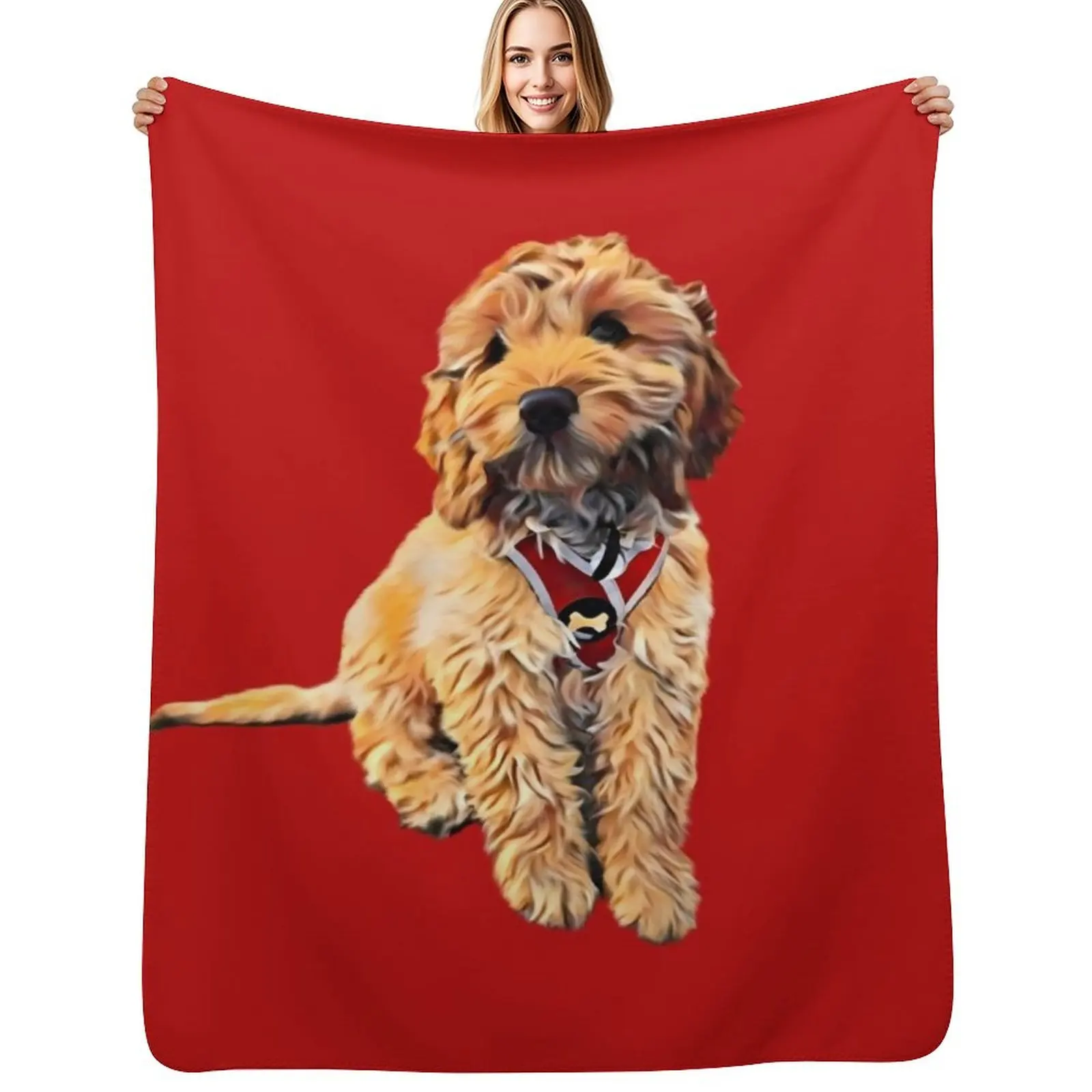 

Cute Golden Doodle art Throw Blanket Soft Bedroom Blanket for Night Sleeping