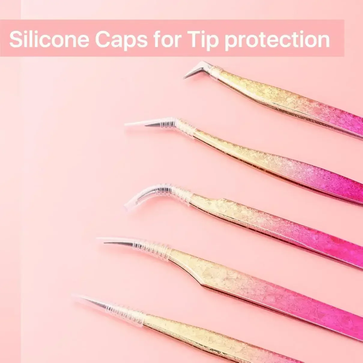 Color Gradient Stainless Steel Eyelashes Extensions Tweezers Eyelash Tweezers Precision Anti-Static Tweezers Lash Extension Tool