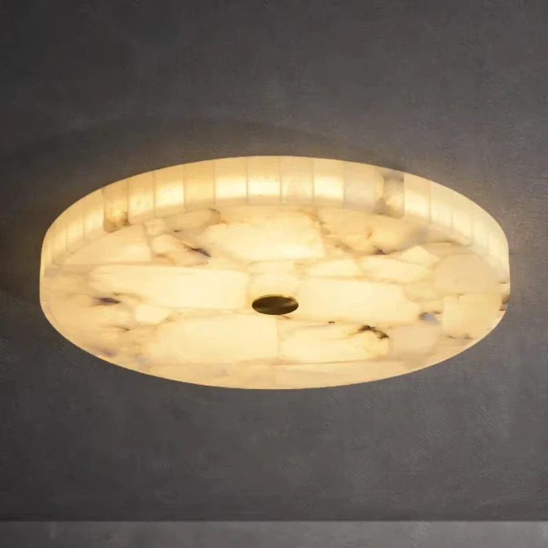 Round Alabaster Ceiling Lamp Round Splicing Spanish Marble Ceiling light Bedroom Living Room Dining Room Corridor Indoor Decor
