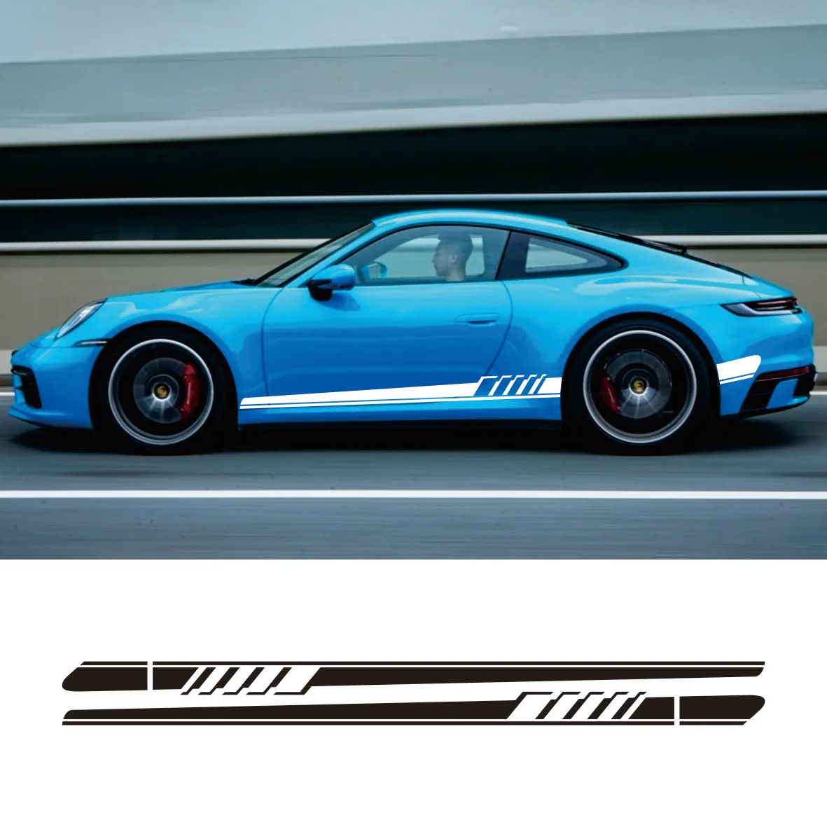 

2Pcs Racing Sport Car Door Side Skirt Stickers for Porsche Panamera Auto Body Decor Long Stripes Vinyl Decals Car Accessories