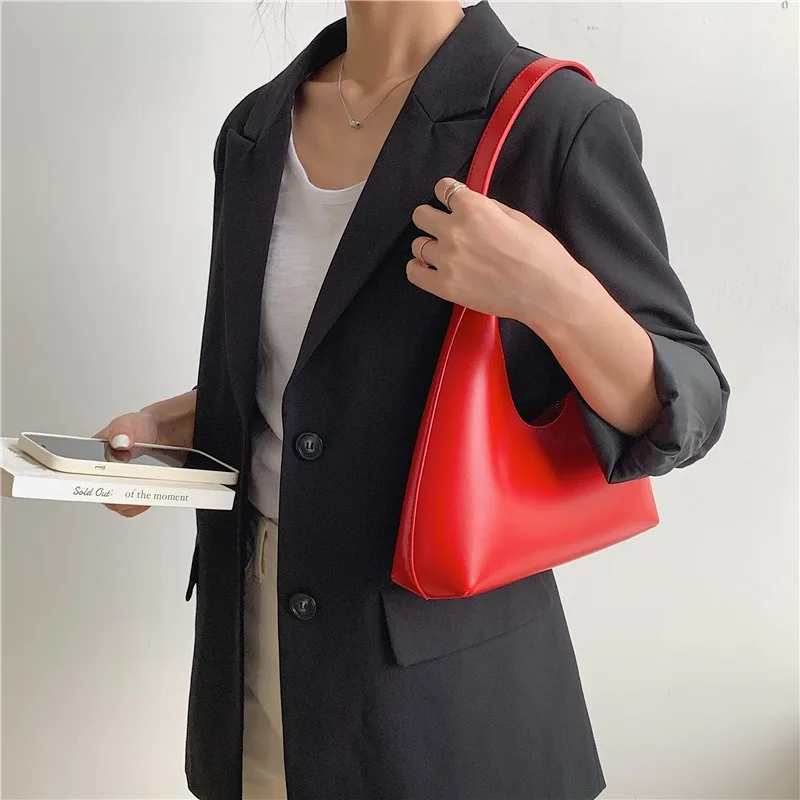 Fashion Zip Leather Texture Personalized Handbag Vintage New Korea Minority Simple Underarm Elegant Commuter Single-Shoulder Bag