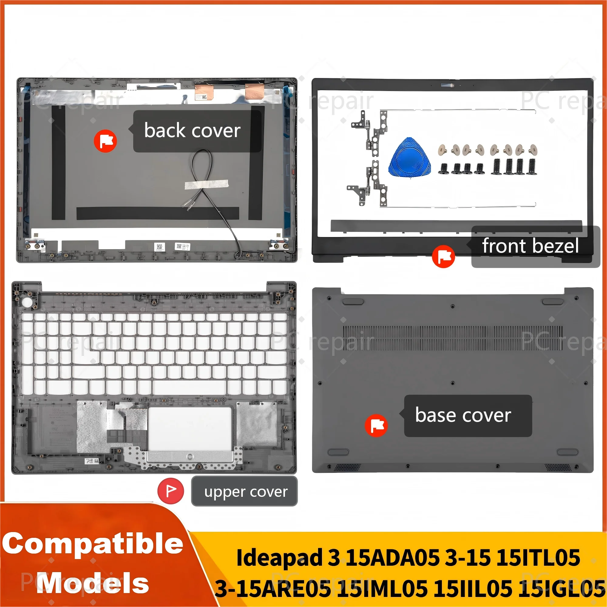 Nuevas piezas para Ideapad 3 15ARE05 15IML05 15IIL05 15IGL05 15ITL05 3-15ADA05 LCD cubierta trasera bisel tapa trasera reposamanos GS552 15,6 pulgadas