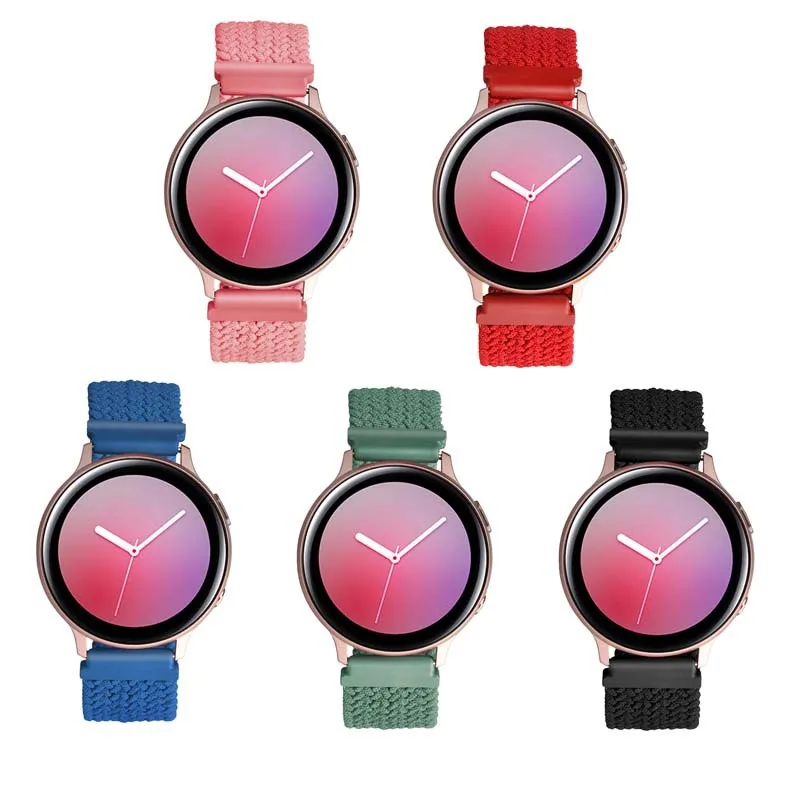 Braided solo loop nylon strap for Samsung Galaxy watch 46mm/active 2/Huawei watch GT/Amazfit GTR for Samsung watch 46/42mm strap