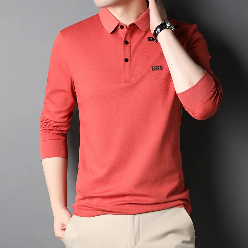 long-sleeved Men's T-shirt 2022 spring fashion thin casual polo shirt young and middle-aged lapel clothes