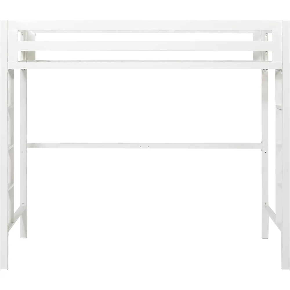 Walker Edison Brighton Classic Metal Twin over Loft Bunk Bed, Twin Size, White