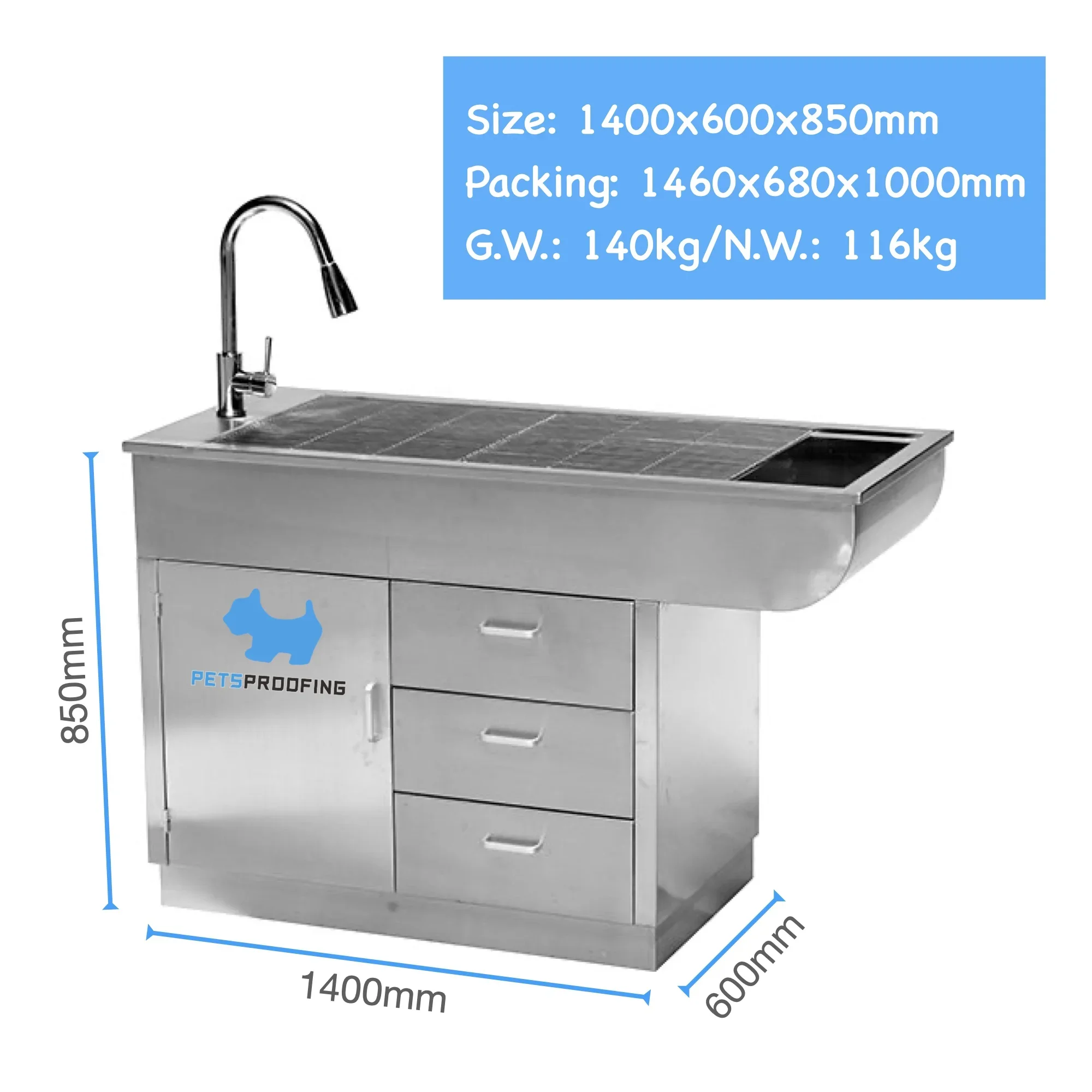 

Animal hospital clinic postmortem consultation stainless steel 304 veterinary examination surgical table