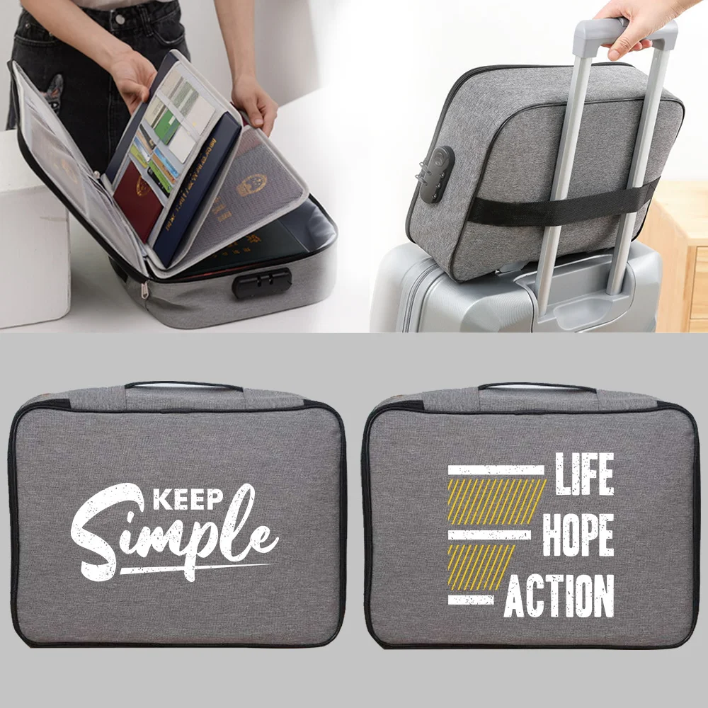 Document Storage Bag Organizer Files Folder Ticket Credit Card Certificates Handbag Phrase Print Travel Home Organizer Supplies