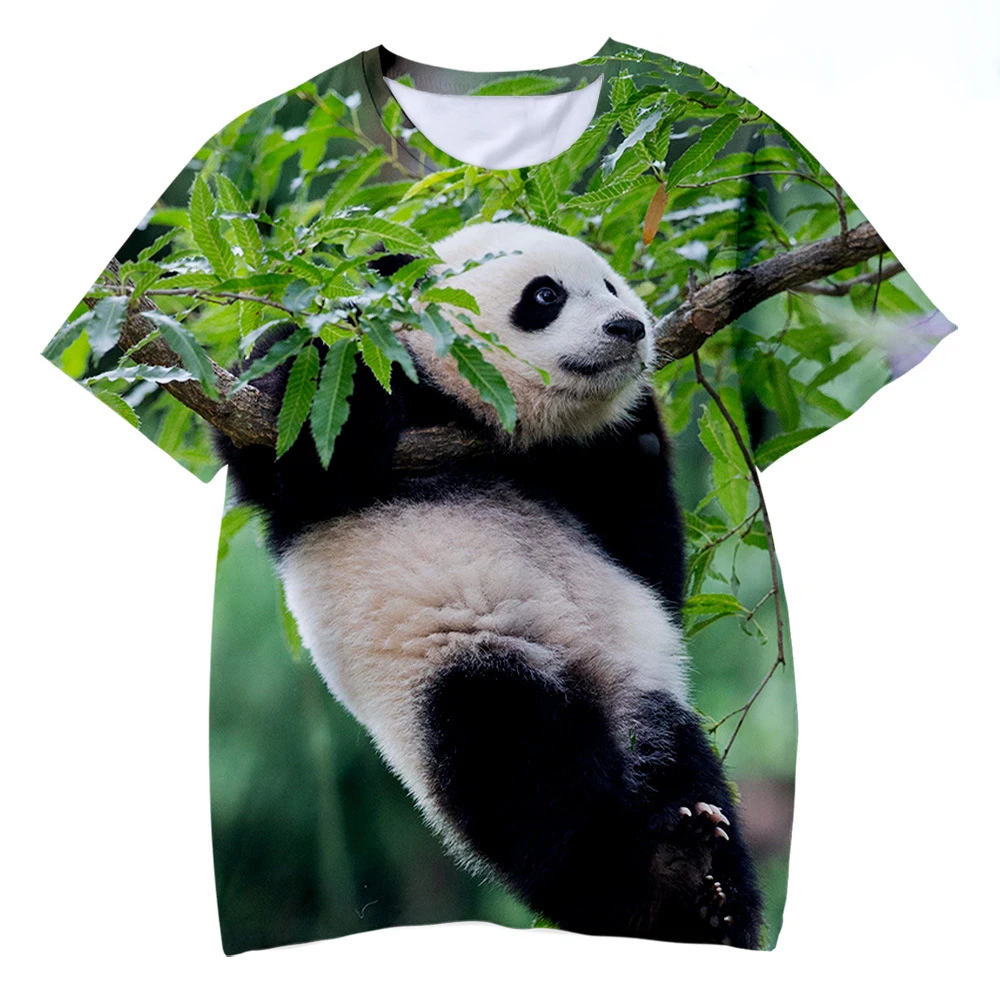 Cute Panda T-shirt Funny Animal 3D Print Men Women Short Sleeve T Shirts Streetwear Harajuku Y2K Tees Tops Unisex Kids Clothing