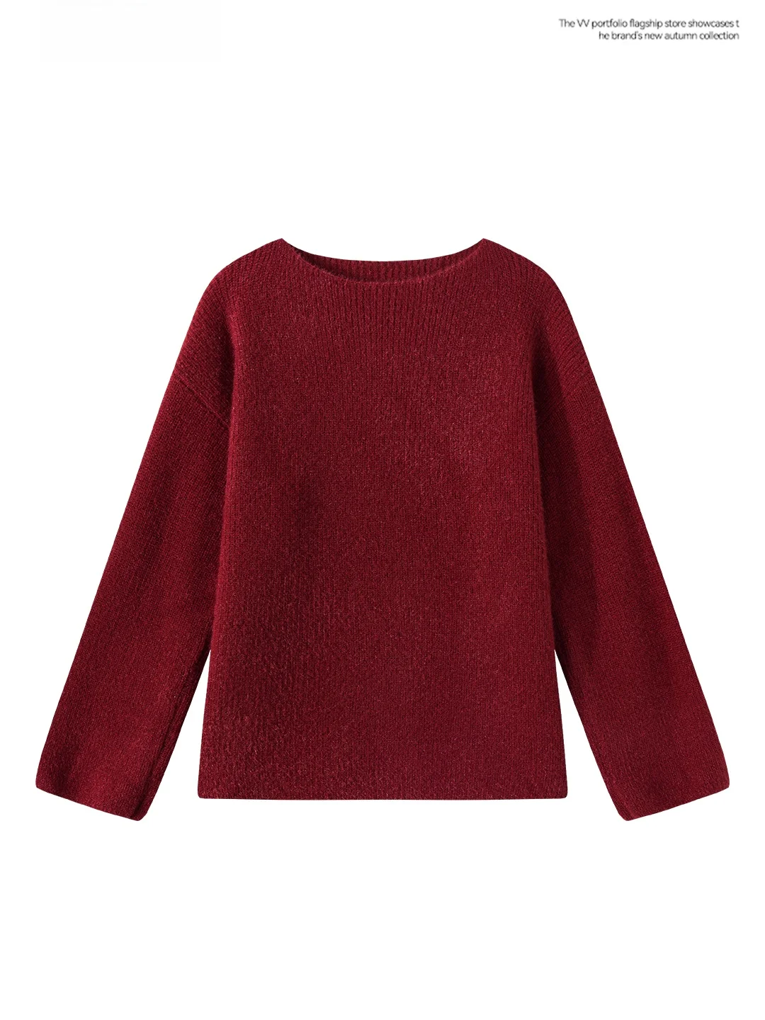 

Faionable Red Knitted Long Sve round Ne Pullover Sweater Women's Winter Slimming Versatile Mid-Length Top