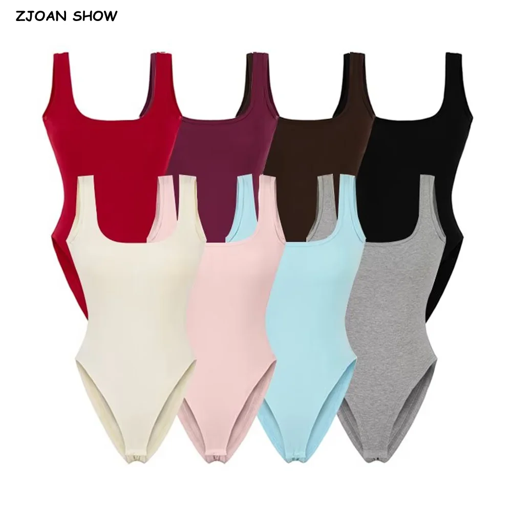 

8 colors Sexy Summer Back U collar With Pad Chest Tank Bodysuit Woman Backless Short Jumpsuit Slim fit Rompers Bodycon Playsuits