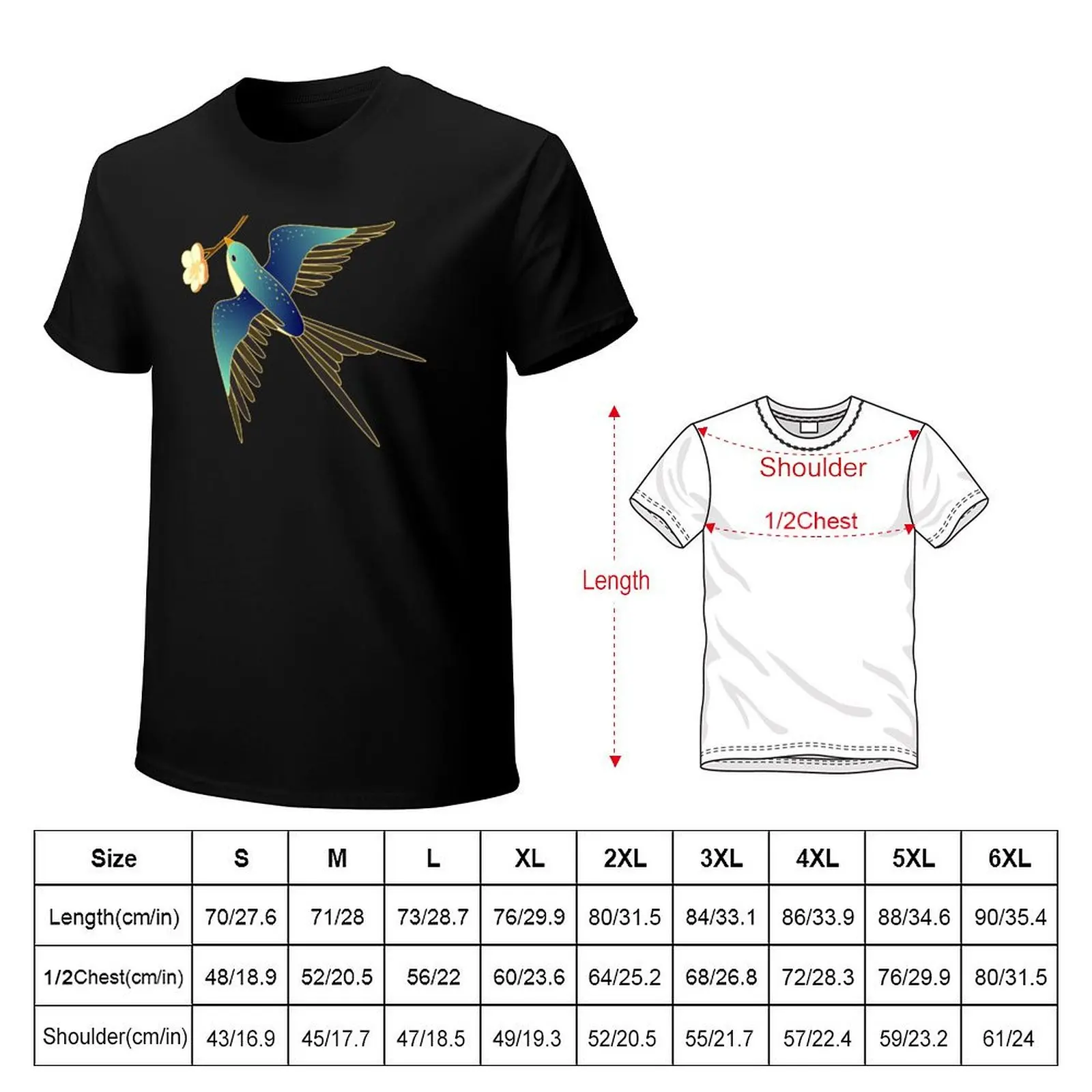 Flying Bird and Flower Creations: Elegant and Enchanting Designs T-Shirt Holiday Casual Short Sleeve Top