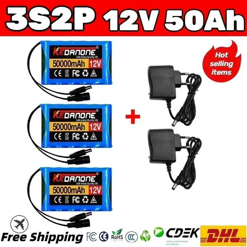 

12V 50000mah Lithium Battery Pack Capacity DC 12.6V 50Ah CCTV Camera Monitor,fishing lights,xenon lamp,loudspeakers with Charger