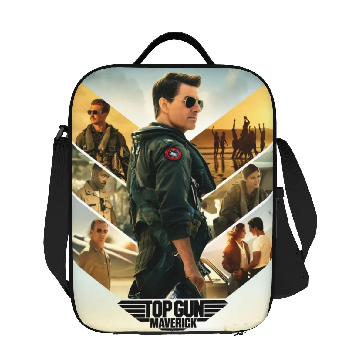 

Custom Top Gun Maverick Tom Cruise TV Movie Lunch Bag Men Women Thermal Cooler Insulated Lunch Box for Kids School