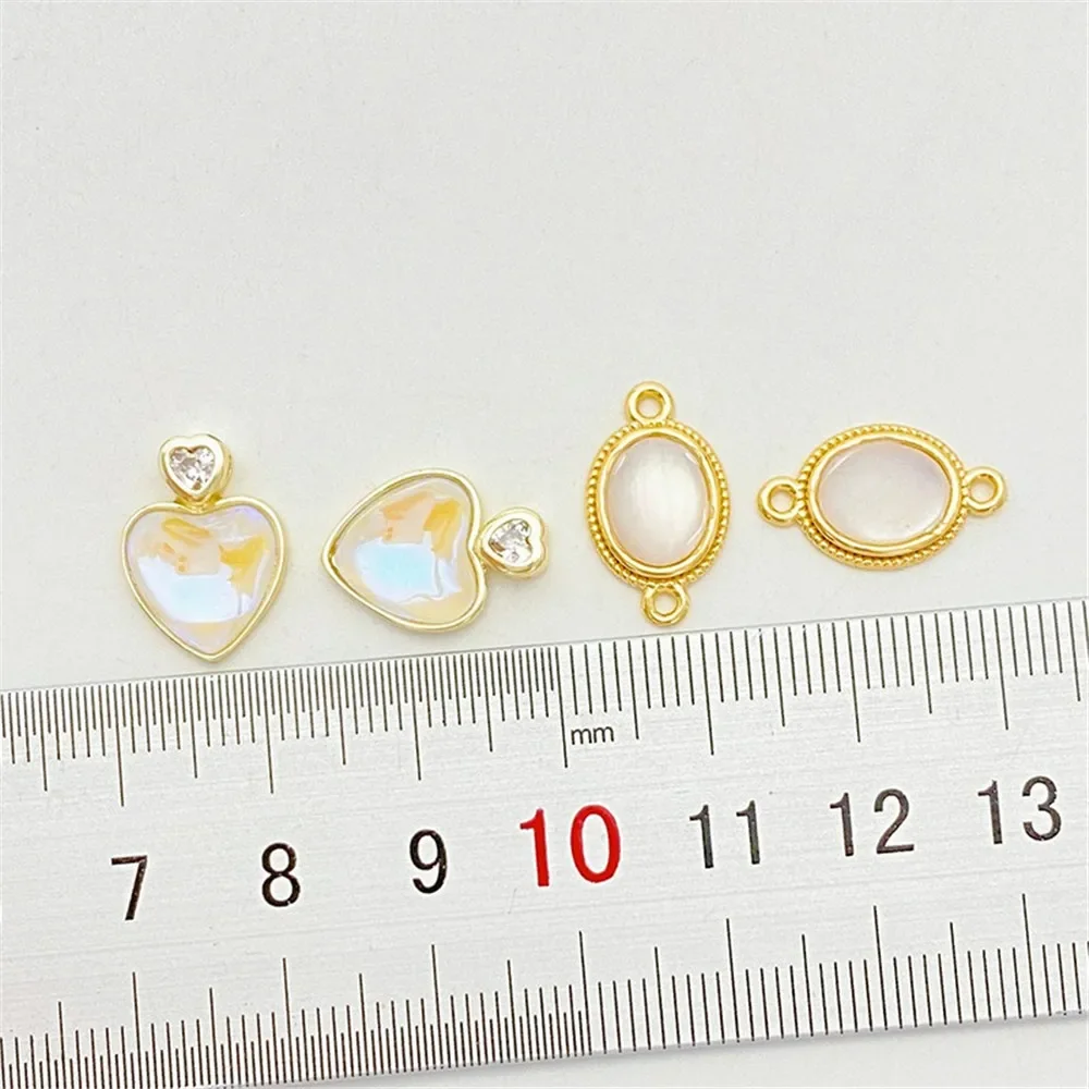 

14K Gold-plating Zirconium Magic Crystal Peach Heart Oval Pendant Handmade DIY String Bracelet Necklace Jewelry Accessories