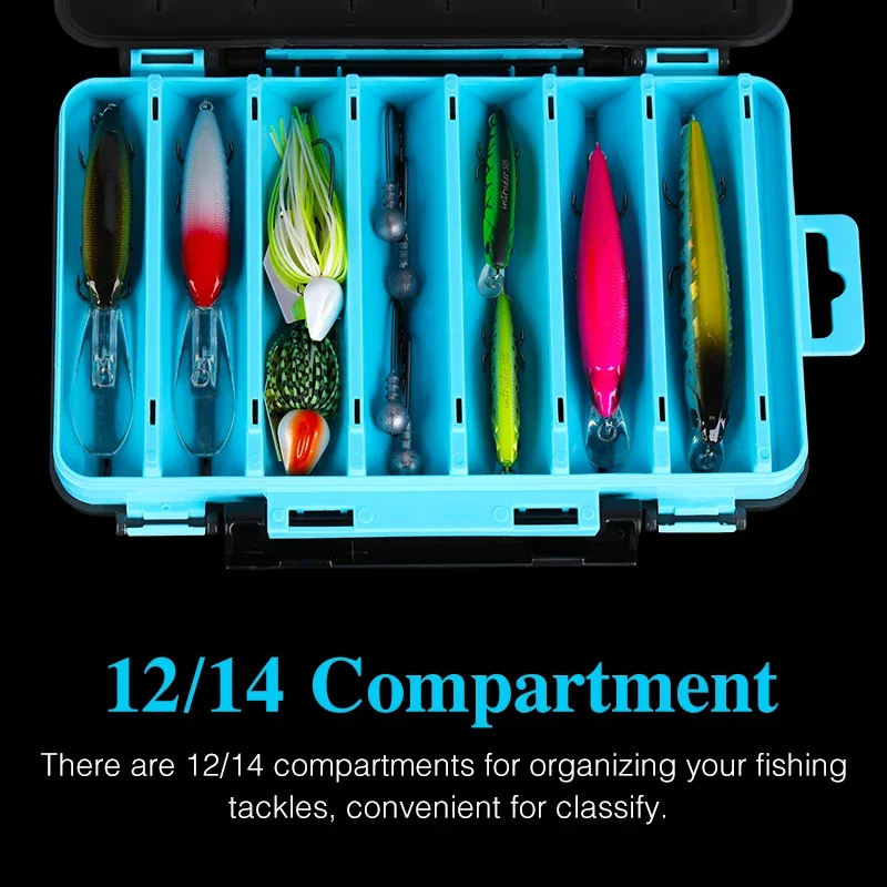 Double Layer Fishing Lure Box 12 14 Compartment Double Sided Hard Bait Boxes Fishing Tackle  Case