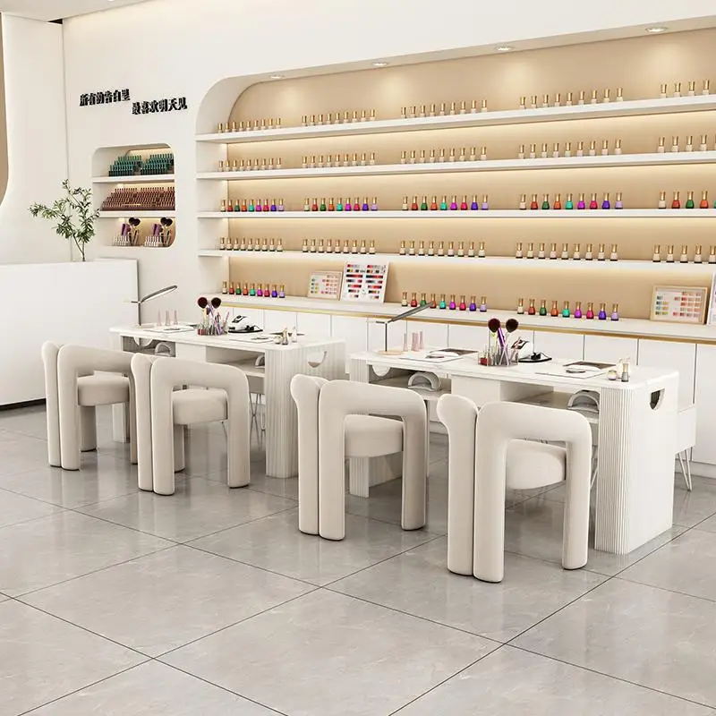 

Built Dust Collector Nail Table Chair Manicura Professional Nail Table White Reception Tavolo Estetista Unghie Salon Furniture