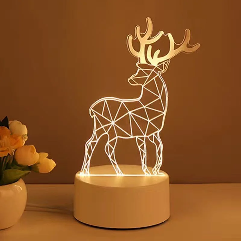 

3D Acrylic Night Lamp USB Powered LED Light Creative Wedding Anniversary Bedroom Indoor Decoration