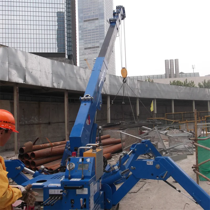 Hydraulic Spider Crane 7Ton 13m Boom Remote Control Rubber Crawler Telescopic Outriggers Stable Lifting For Building Facade