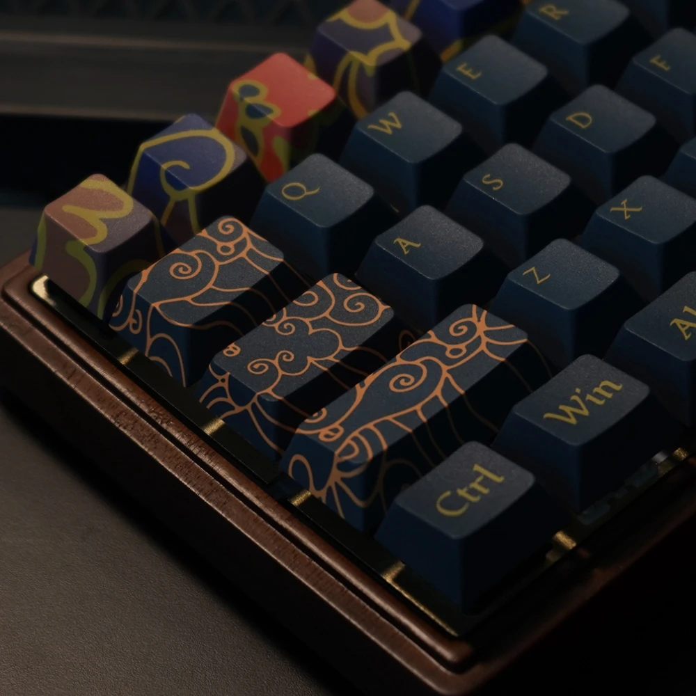 Keycap de teclado estilo chinês, perfil cereja, Dunhuang, tema do céu voador, sublimação térmica, teclas PBT para teclado mecânico MX, 129 teclas