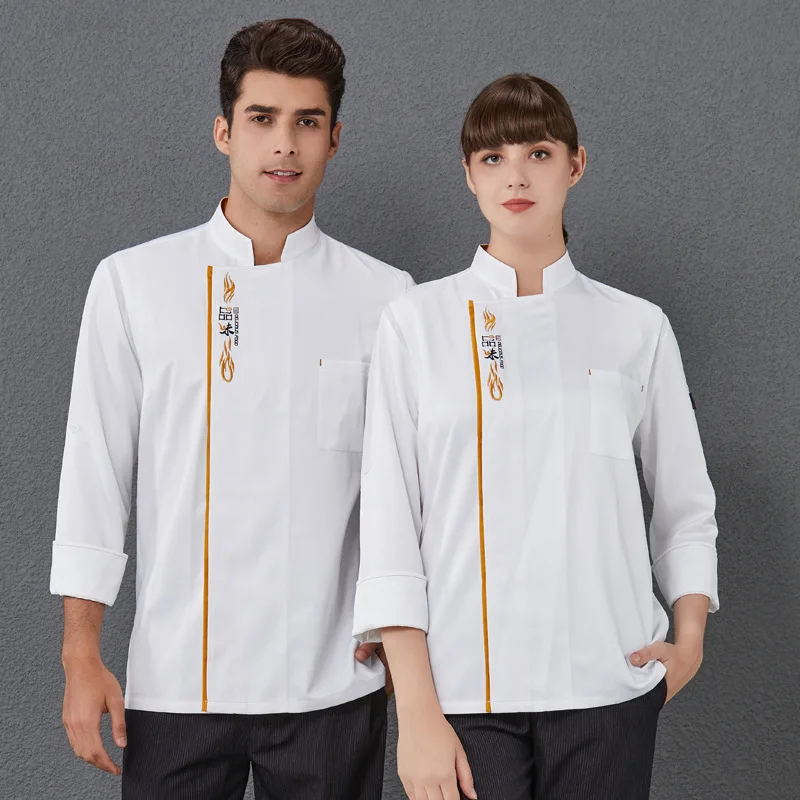 Uniforme de Chef de Manga Comprida Masculino e Feminino, Cozinha, Sabor Chef Uniforme, Hotel, Outono, Inverno